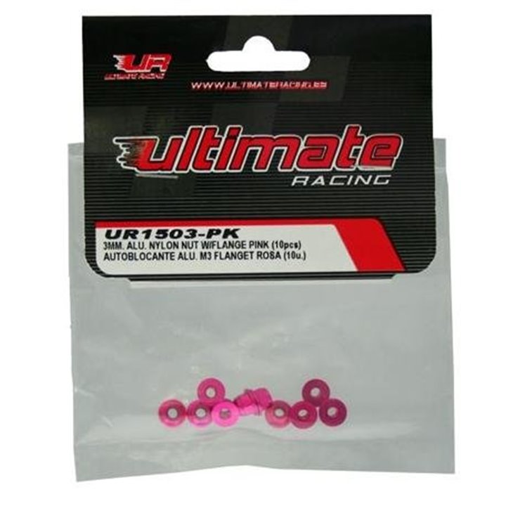 TUERCA AUTOBLOCANTE ALUMINIO M3 FLANGET ROSA ULTIMATE RACING