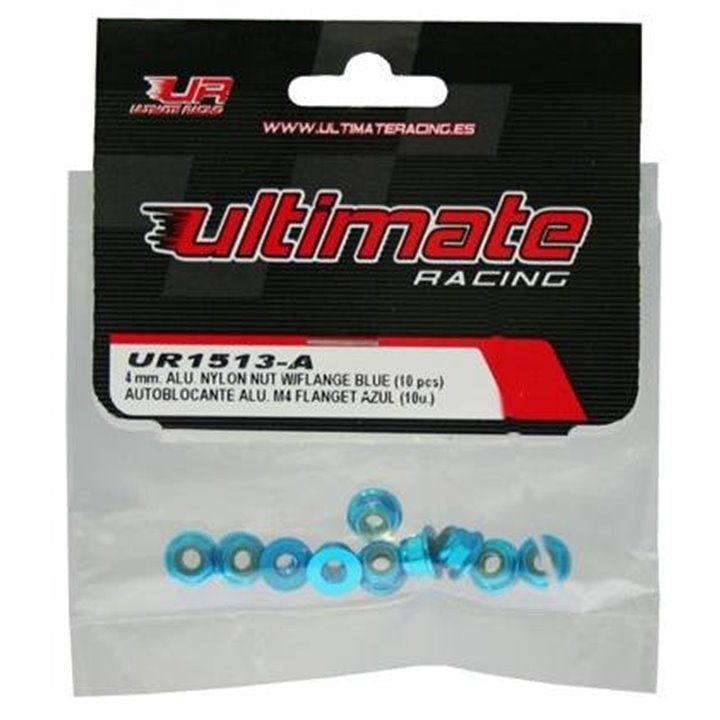 TUERCA AUTOBLOCANTE ALUMINIO M4 FLANGET AZUL ULTIMATE RACING