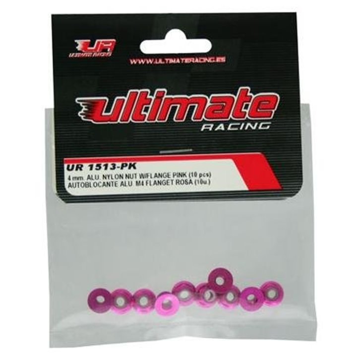 TUERCA AUTOBLOCANTE ALUMINIO M4 FLANGET ROSA ULTIMATE RACING