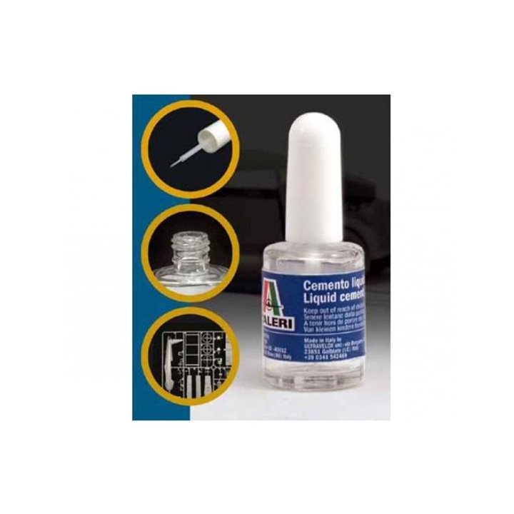 Pegamento liquido con pincel delgado para plastico (15ml) - ITALERI