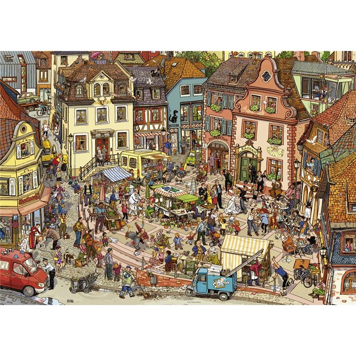 Puzzle 1000 piezas Market Place, Gobel & Knorr (Triangular)