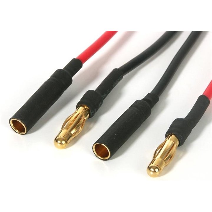 4 CABLES 15CM ROJO Y NEGRO CON CONECTOR ORO 4MM