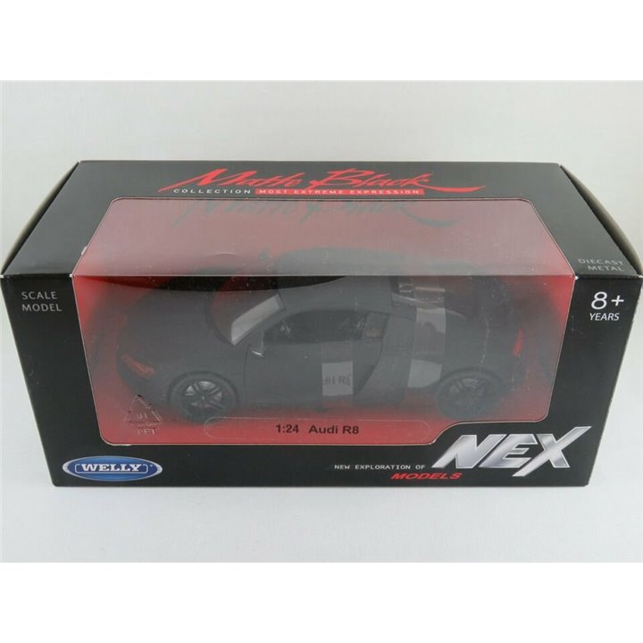 AUDI R8 1/24 WELLY MATTE BLACK