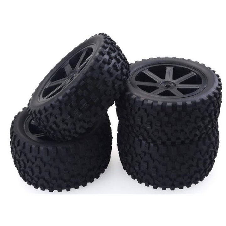 RUEDAS 1/10 BUGGY LLANTA NEGRA RADIOS - TACO MEDIANO