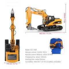 EXCAVADORA DE PERFORACIÓN 1560 1/14 16CH 2.4GHZ HUINA