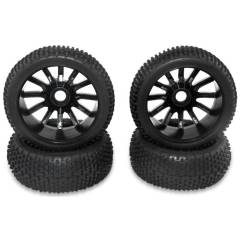 Ruedas 1/8 Buggy llanta negra radios - taco fino