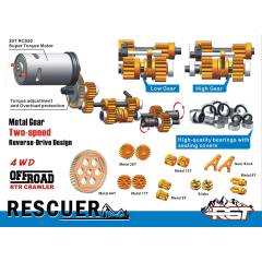 Crawler Rescur 1/10 RGT86190 4X4 Waterproof RTR blanco