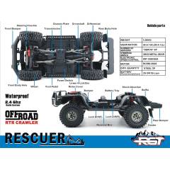 Crawler Rescur 1/10 RGT86190 4X4 Waterproof RTR blanco