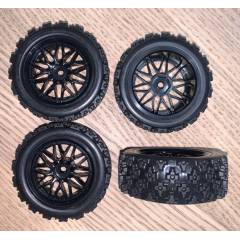 Ruedas 1/10 Rally llanta negra radios (4)
