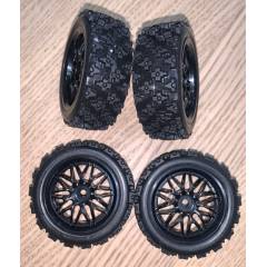 Ruedas 1/10 Rally llanta negra radios (4)