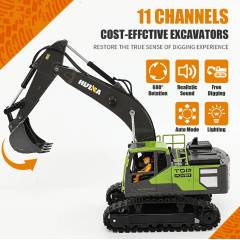 Excavadora 1/18 13ch con humo y sonido Huina 1661