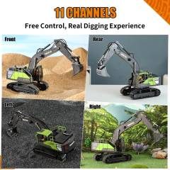 Excavadora 1/18 13ch con humo y sonido Huina 1661