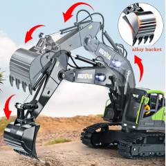 Excavadora 1/18 13ch con humo y sonido Huina 1661