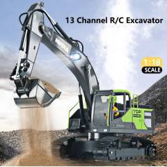 Excavadora 1/18 13ch con humo y sonido Huina 1661