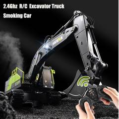 Excavadora 1/18 13ch con humo y sonido Huina 1661